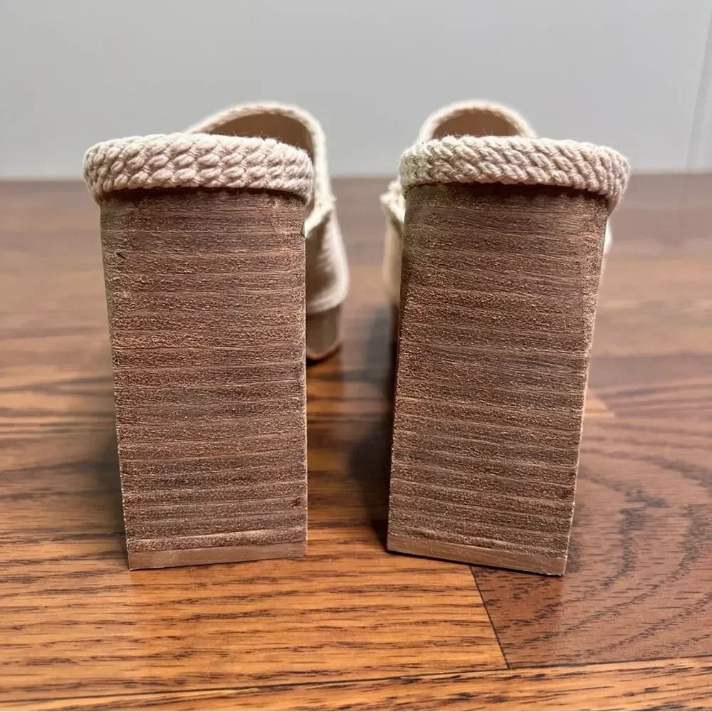 Gabrielle Union Imana 2 platform sandals in beige woven upper, open-toe size 11